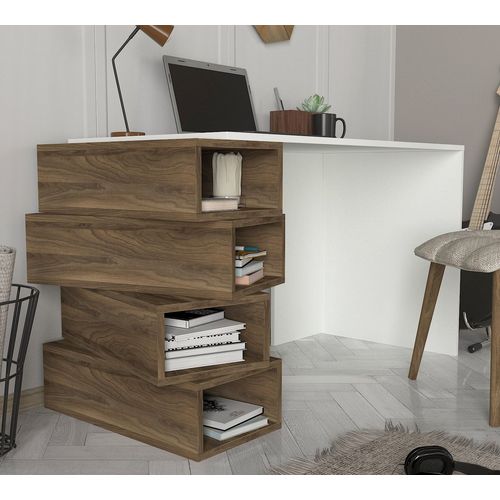 Woody Fashion Radni stol JENGA, Jenga - White, Walnut slika 2