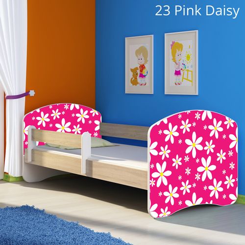 Dječji krevet ACMA s motivom, bočna sonoma 140x70 cm 23-pink-daisy slika 1