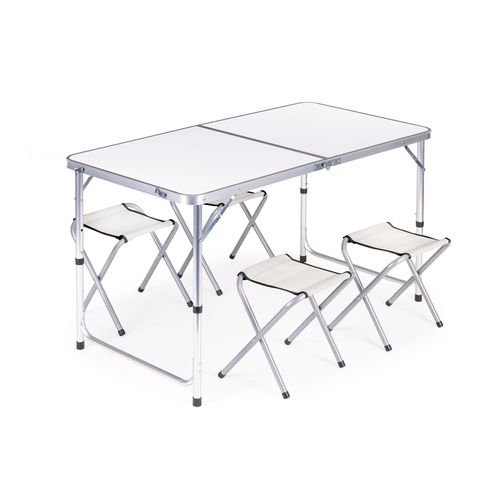 Modernhome set za kampiranje stol+ 4 stolice - bijeli slika 1