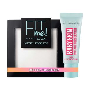 Maybelline New York Baby Skin Pore Eraser Primer + Maybelline New York Fit Me Matte & Poreless Puder 90 Transcluent Set