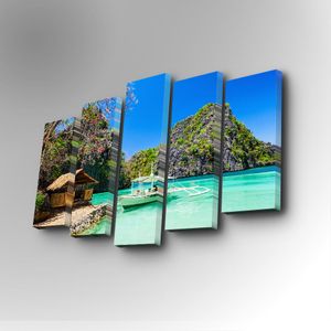 5PUC-056 Multicolor Decorative Canvas Painting (5 Pieces)