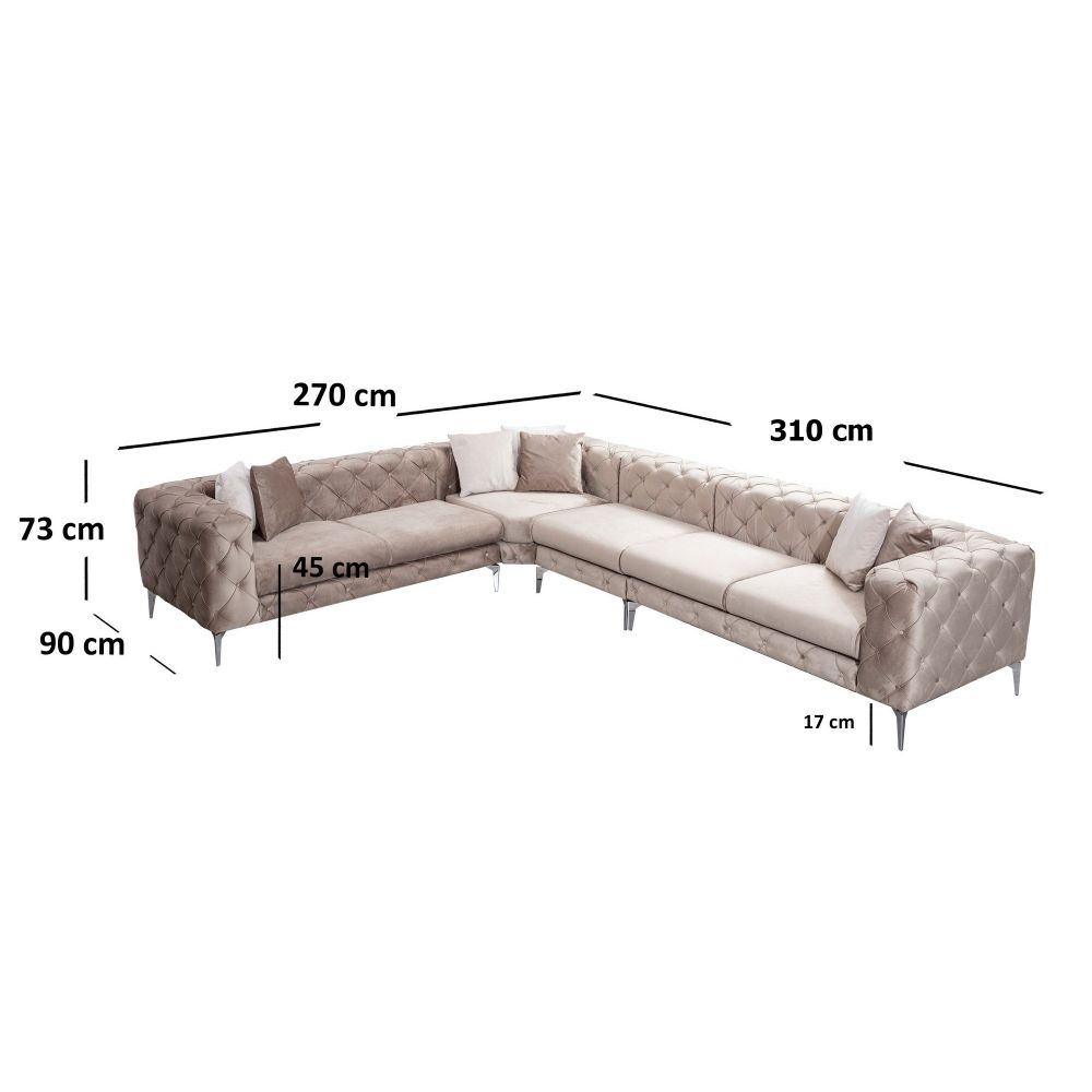 Como Ugaona Sofa Lijeva - Bež slika 7