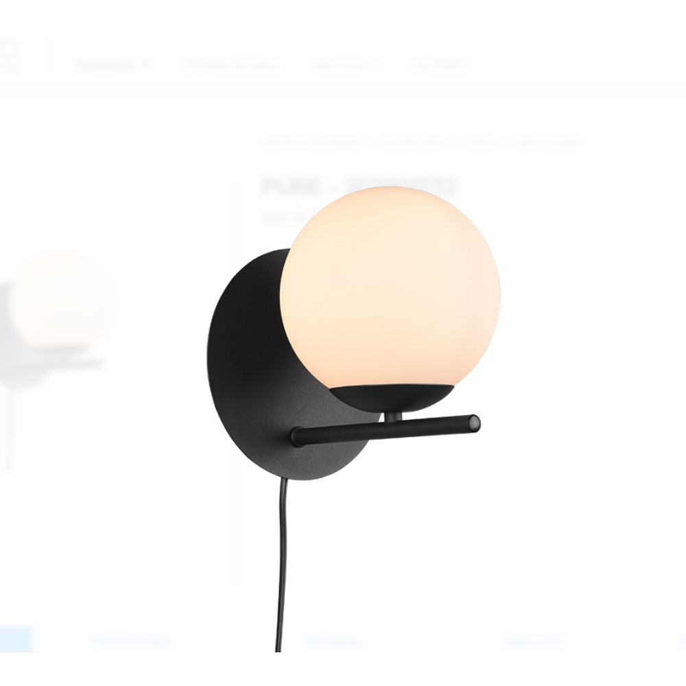 PURE ZIDNA LAMPA CRNO slika 1