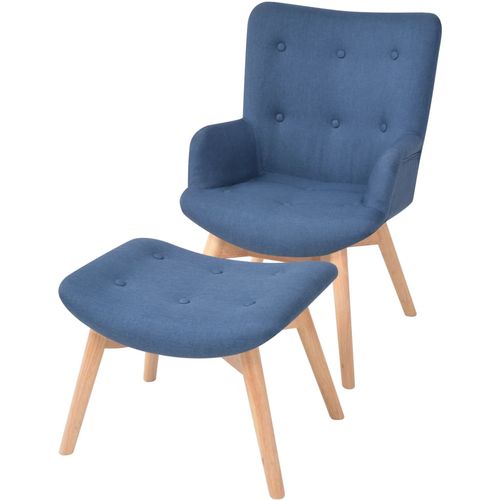 Fotelja s osloncem za noge od tkanine plava slika 47
