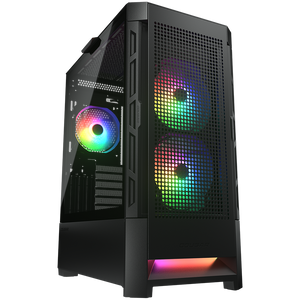 COUGAR Airface RGB Crno Kućište | Mid Tower PC Kućište s Mrežastom Prednjom Pločom i ARGB Ventilatorima