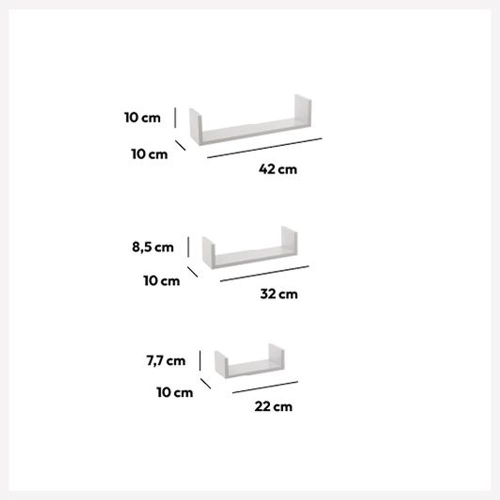 Five fixy set polica zidna 3kom mdf bijela slika 2