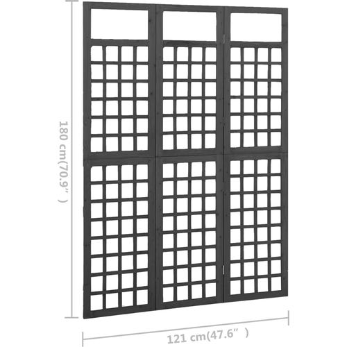 Sobna pregrada / rešetka s 3 panela od jelovine 121x180 cm crna slika 6