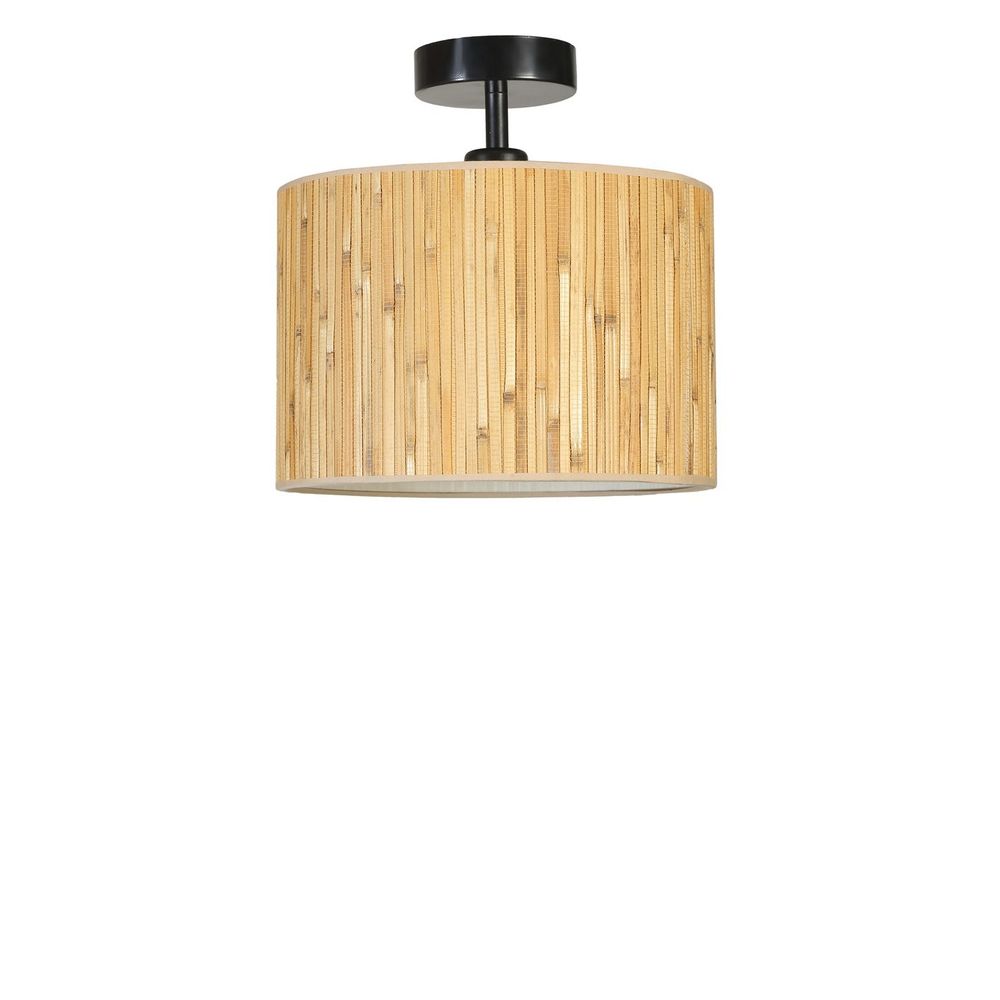 Bambu 07 Abajurlu Plafonyer Avize - Crni Drveni Luster slika 4