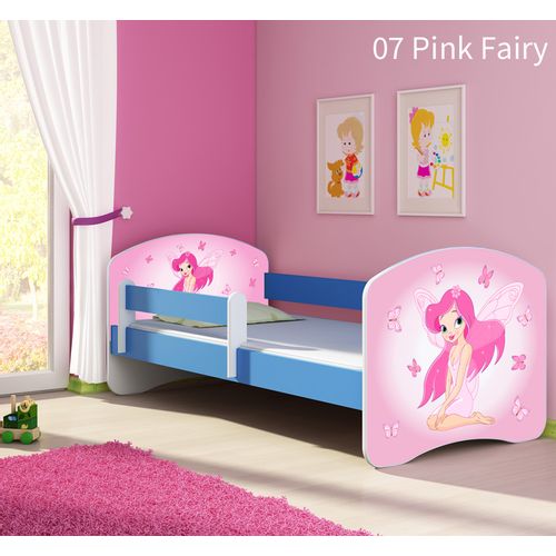 Dječji krevet ACMA s motivom, bočna plava 160x80 cm - 07 Pink Fairy slika 1