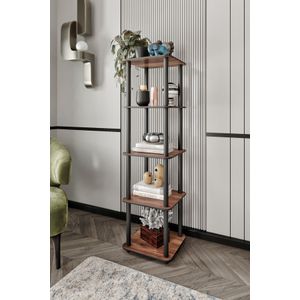  Bookshelf Bookcase 5 Tiers Square, colour Walnut