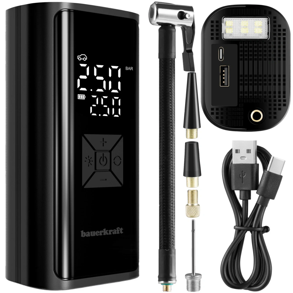 Električna pumpa za bicikl, kompresor za gume, power bank 6000 mAh, LED svjetiljka slika 1