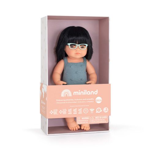 Miniland lutka Asian Girl with Glasses 38 cm Colourful slika 6