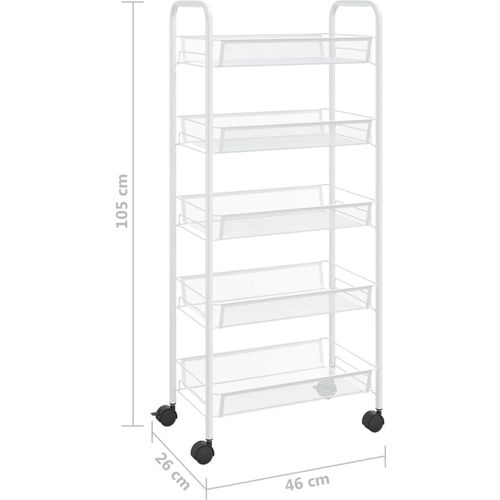 Kuhinjska kolica s 5 razina bijela 46 x 26 x 105 cm željezna slika 7