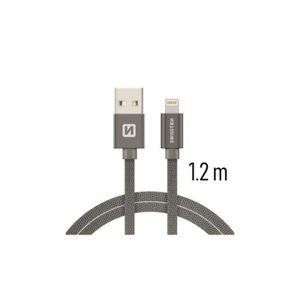SWISSTEN kabel USB/Lightning, platneni, 3A, 1.2m, sivi