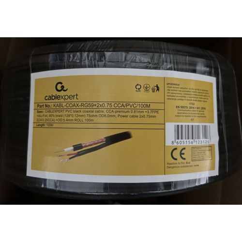 KABL-COAX-RG59+2X0.75 CCA/PVC/100M Koaksialni kabl sa napojnim kablom 2x0,75mm black 100m slika 2