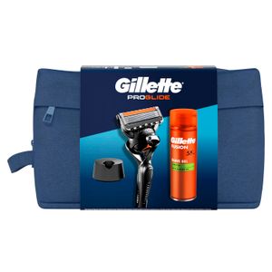 Gillette poklon paket britvica, držač i gel za brijanje + toaletna torbica
