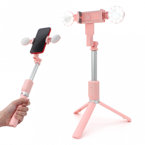 Mini tripod sa LED rasvetom R8 pink slika 1