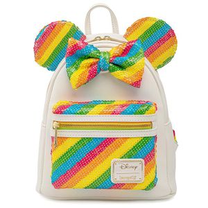 Loungefly mini ruksak Disney Sequin Rainbow Minnie