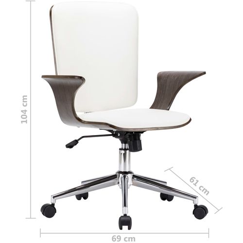 Okretna uredska stolica od umjetne kože i savijenog drva bijela slika 7