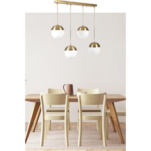 Küre 4 Lü Sıralı Eskitme Beyaz Camlı Sarkıt Gold - Bijeli Luster