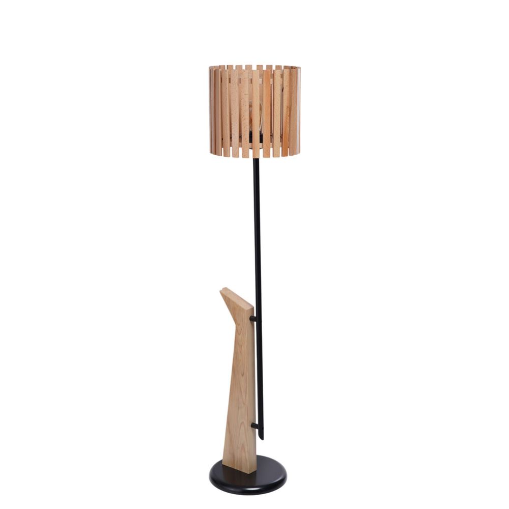 Opviq Podna lampa 678, hrast, crna slika 2