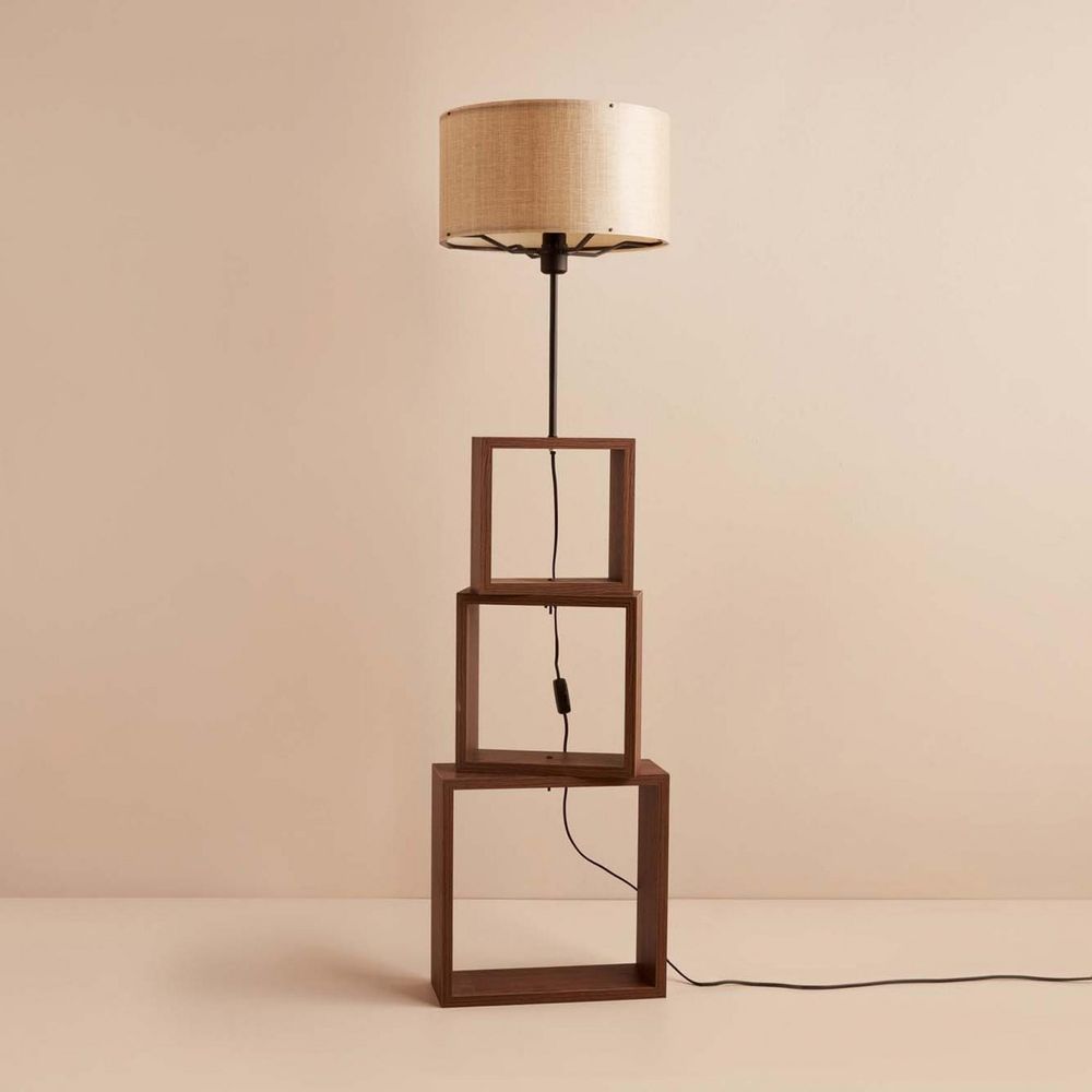 Drvena podna lampa AYD-3470 u bež boji - izložbeni artikl (oštećenja ambalaža) slika 1