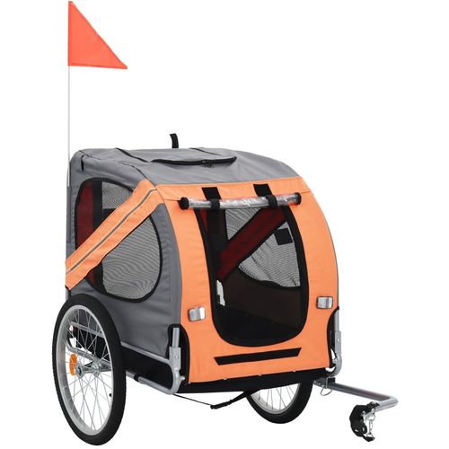 Prikolica za bicikl za psa narančasto-siva slika 22