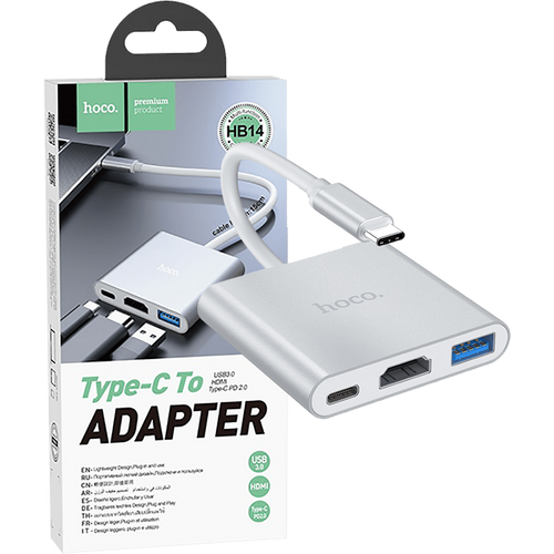 hoco. Konverter USB HUB type C to USB3.0/HDMI/PD - HB14 Easy use slika 1