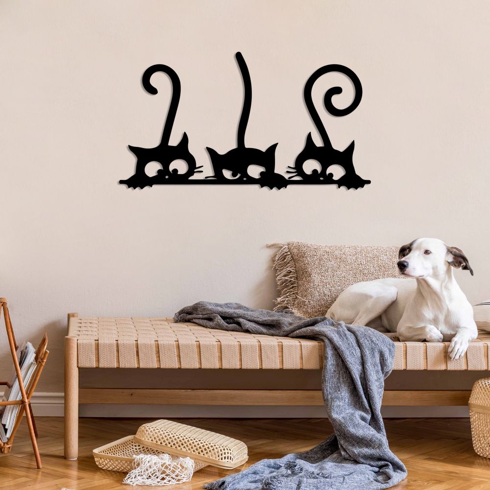 Decorative metal wall accessory Cat 5, colour: black slika 3