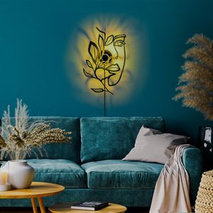 Lampa za zid sa cvjetnim motivom - Crna