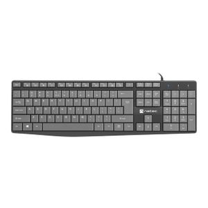 Natec NKL-1507 NAUTILUS, Slim Multimedia Keyboard US, Spill Proof, USB, Black/Grey