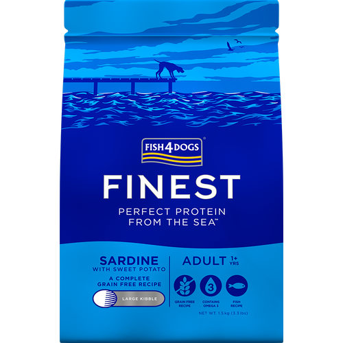 Fish4Dogs Finest Cornish Sardine&Sweet potato, Large kibble - velike granule, sardina i batat 1.5 kg slika 1