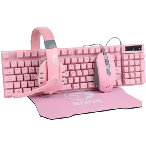 TASTATURA+MIS+SLUSALICE MARVO CM370 PINK slika 1