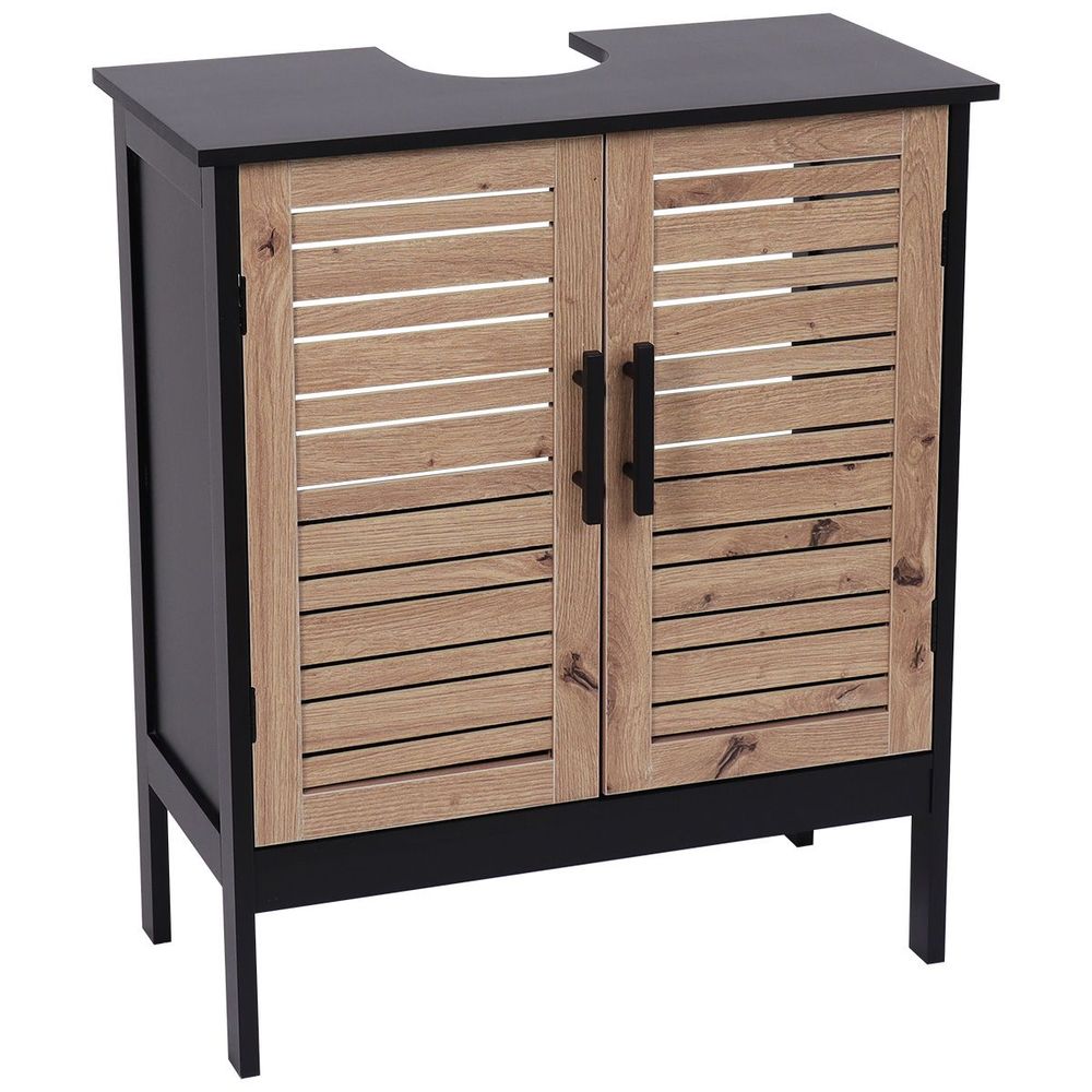 Tendance kupatilski ormarić sa 2 vrata i policom Bergen 60X30X70Cm Mdf Crno Wood 9900763 slika 3