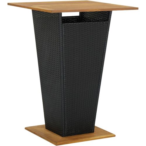Barski stol crni 80x80x110 cm poliratan i masivno drvo bagrema slika 1