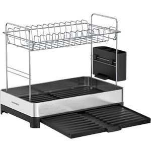 SONGMICS 2-Tier dish drying rack black