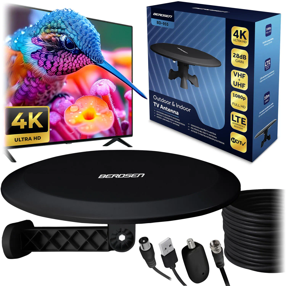 Berdsen BD-955 crna unutarnja/vanjska TV ultra HD 4K antena slika 1