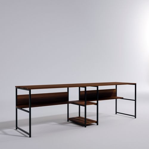 Büyük Boy İkili Çalışma Masası L189 Walnut Study Desk slika 3