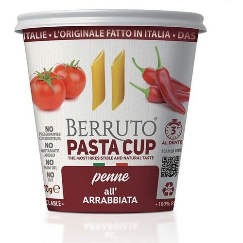 Berruto pasta cup, Penne all' Arabbiata, 70g instant tjestenina slika 1