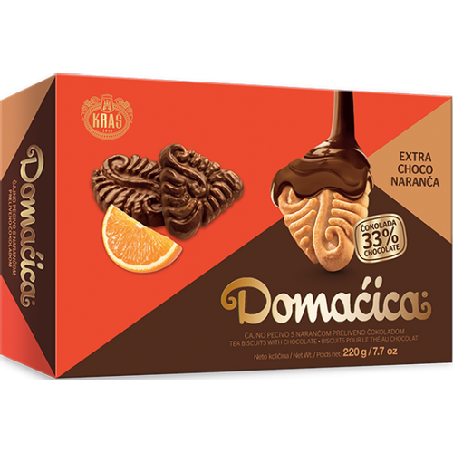 Kraš Domaćica extra choco naranča 220g, keksi slika 1