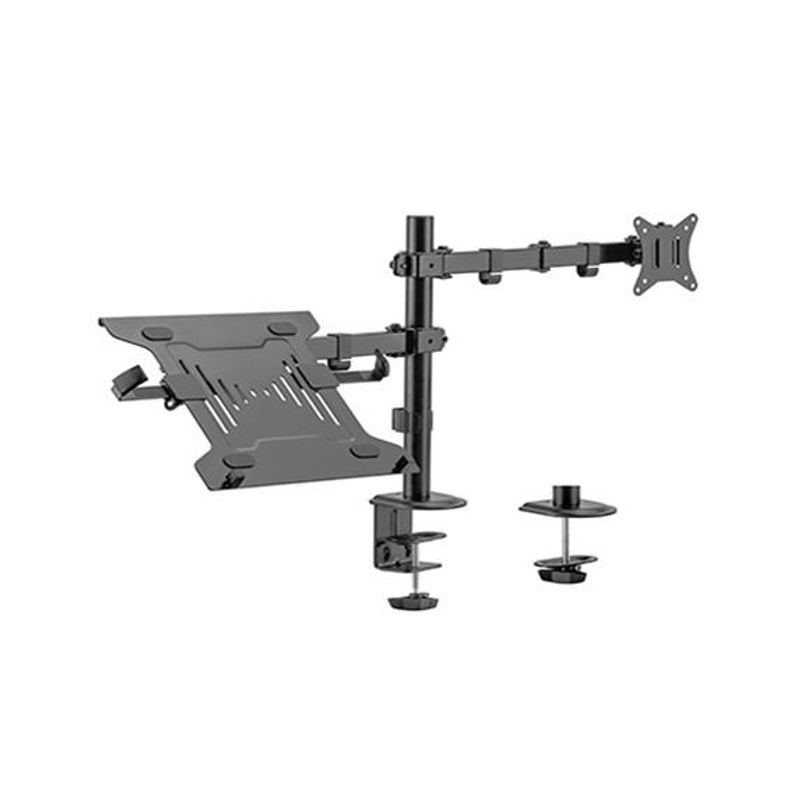 Transmedia Gembird Adjustable desk mount with monitor arm and notebook tray image