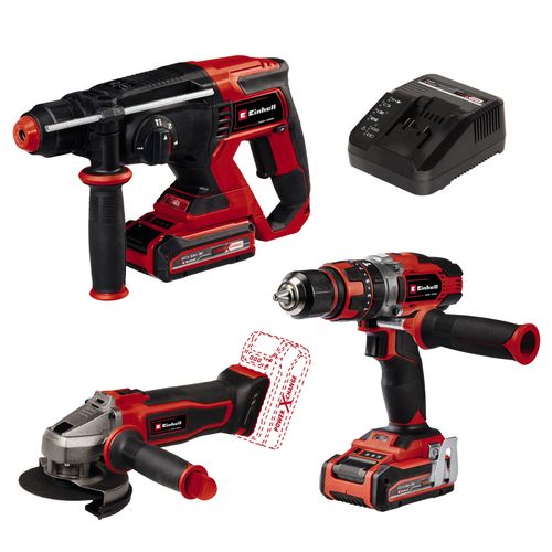 Einhell TE-TK 18/3 Li +2 (CD+AG+HD), set aku bušilice, čekić bušilice i brusilice slika 1