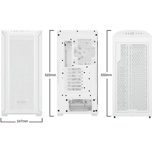 SHADOW BASE 800 FX White, MB compatibility: E-ATX / ATX / M-ATX / Mini-ITX, ARGB illumination, Four pre-installed be quiet! Light Wings 3 140mm PWM fans, including space for water cooling radiators up to 420mm slika 1
