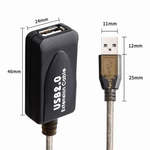 Kabl USB A - USB A M/F 2.0 produžni sa pojačivačem 10m E-Kettz slika 2