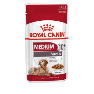 ROYAL CANIN SHN Medium ageing 10+ vrećice za pse, potpuna hrana za starije pse srednje velikih pasmina (od 11 do 25 kg), stariji od 10 godina, 10x140 g