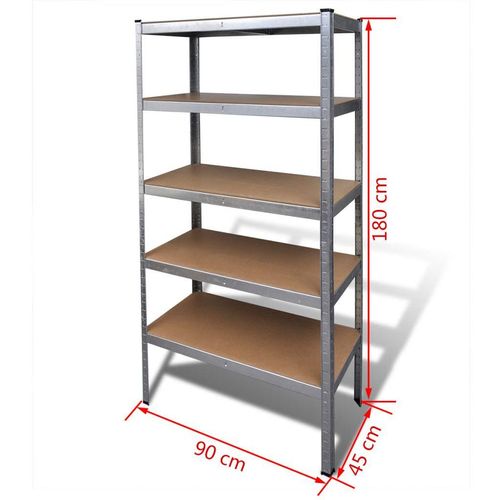 Izdržljive police s 5 razina 5 kom srebrne od čelika i drva slika 2