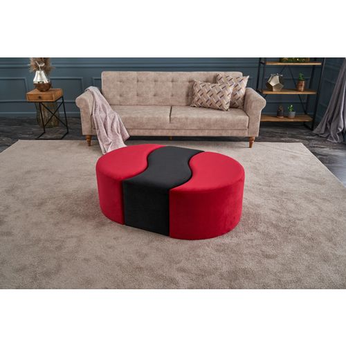 Atelier Del Sofa Tabure, Crno Crvena, Alya Puf - Red, Black slika 1