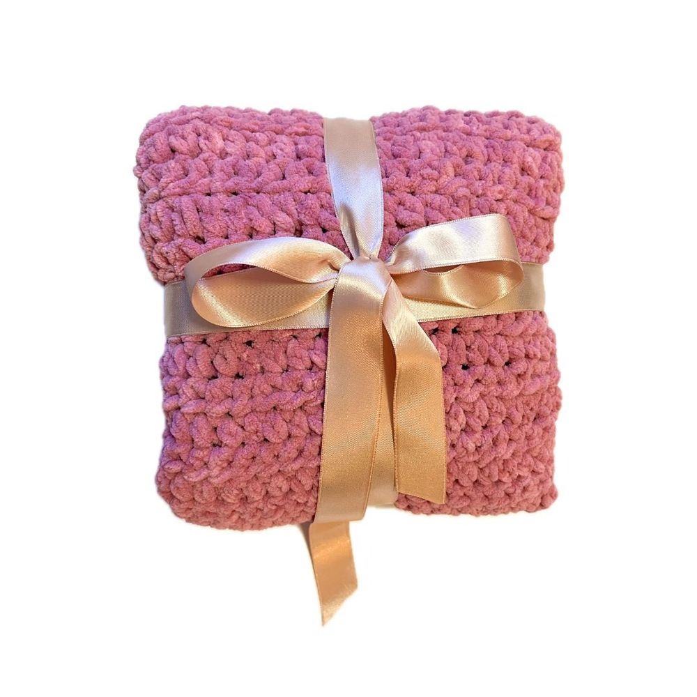 AMEA Pletena dekica Puffy 70x80cm, Pink slika 1