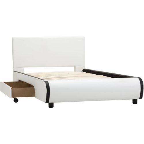 Okvir za krevet od umjetne kože s ladicama bijeli 90 x 200 cm slika 15