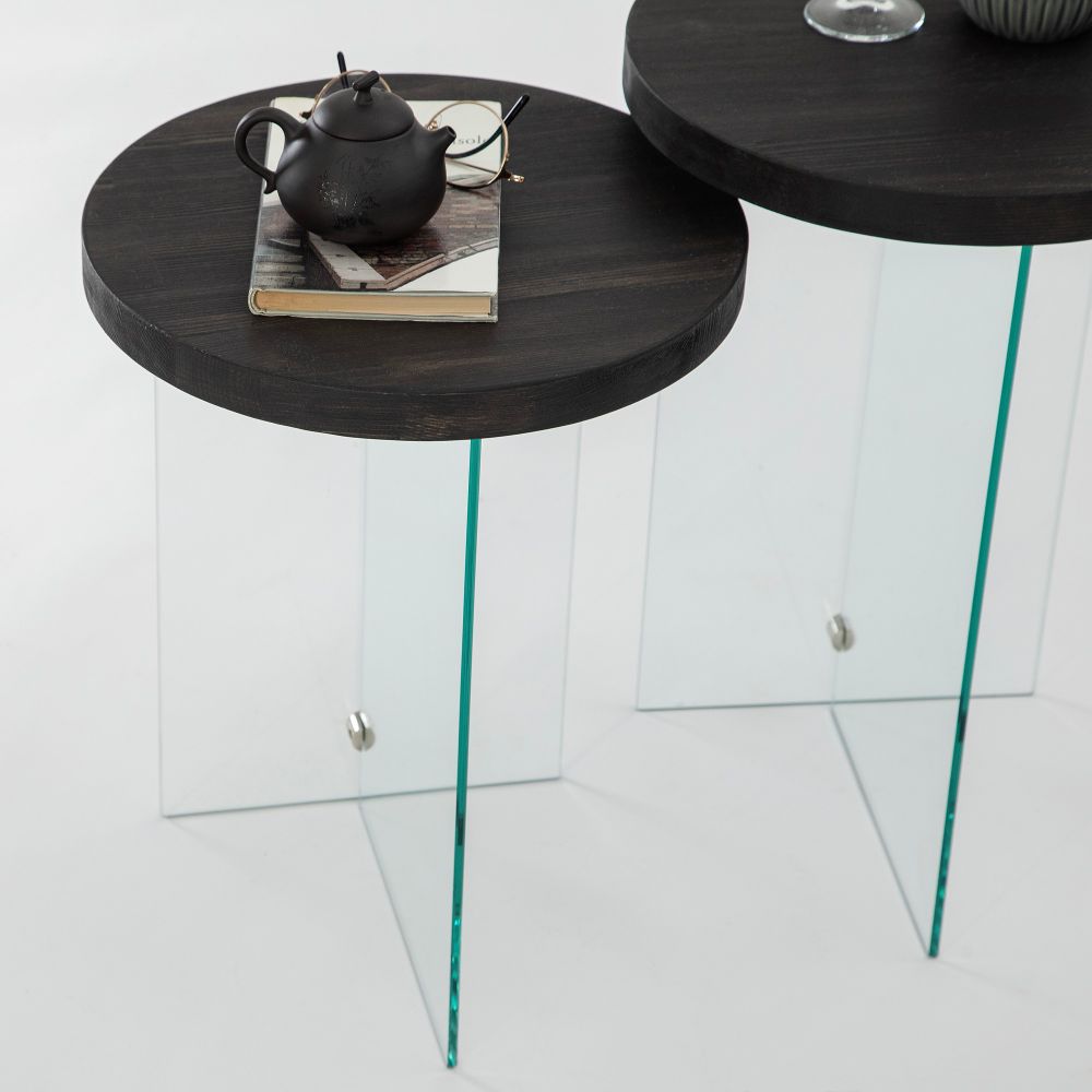 Set stolića za kafu Serenity 2 - Antracit, Transparentni Antracit slika 4